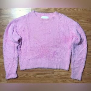 McGuire Women's Medium Pallenberg Sweater Valley Girl Pink Fuzzy Crewneck